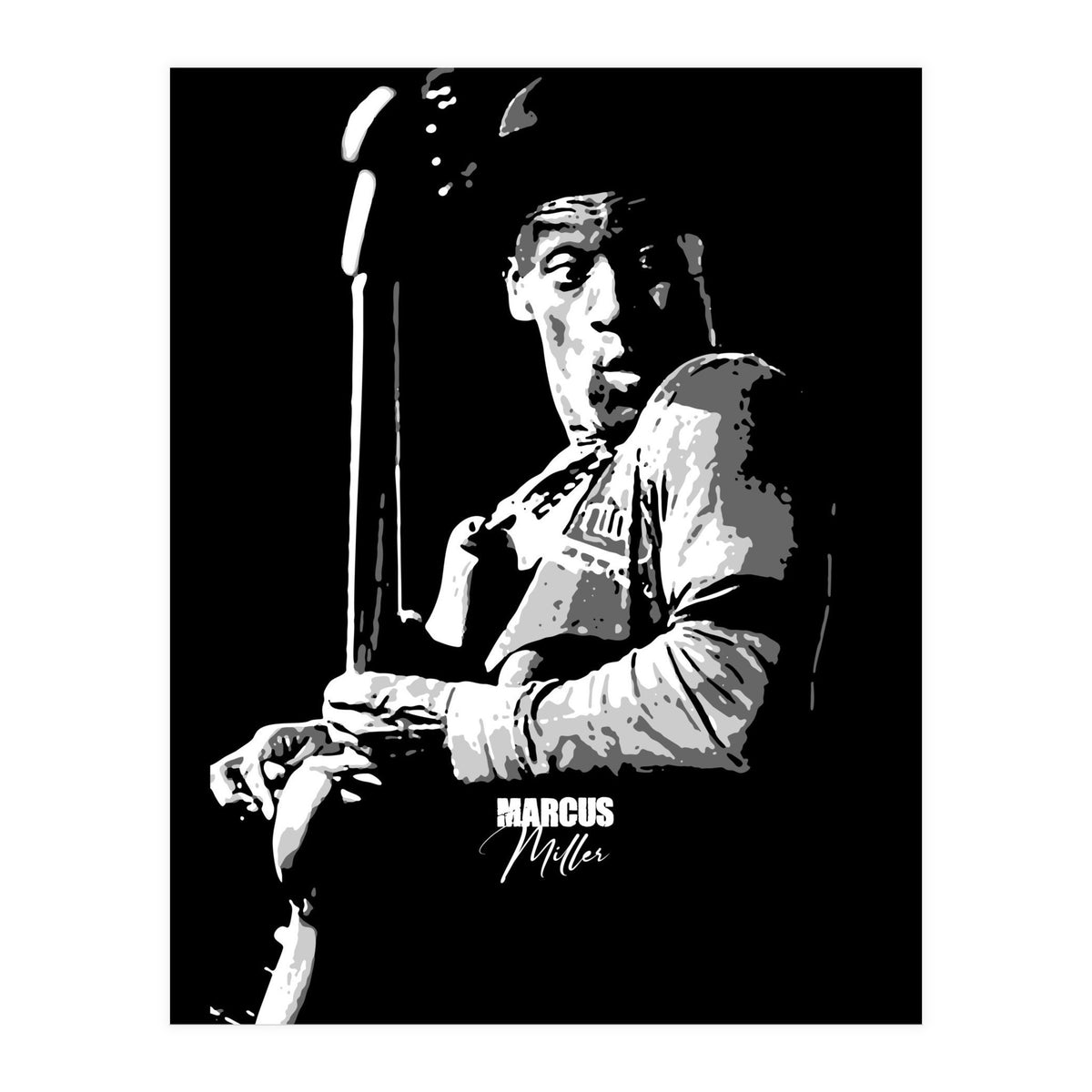 Marcus Miller American Music Legend in Grayscale (Print Only)