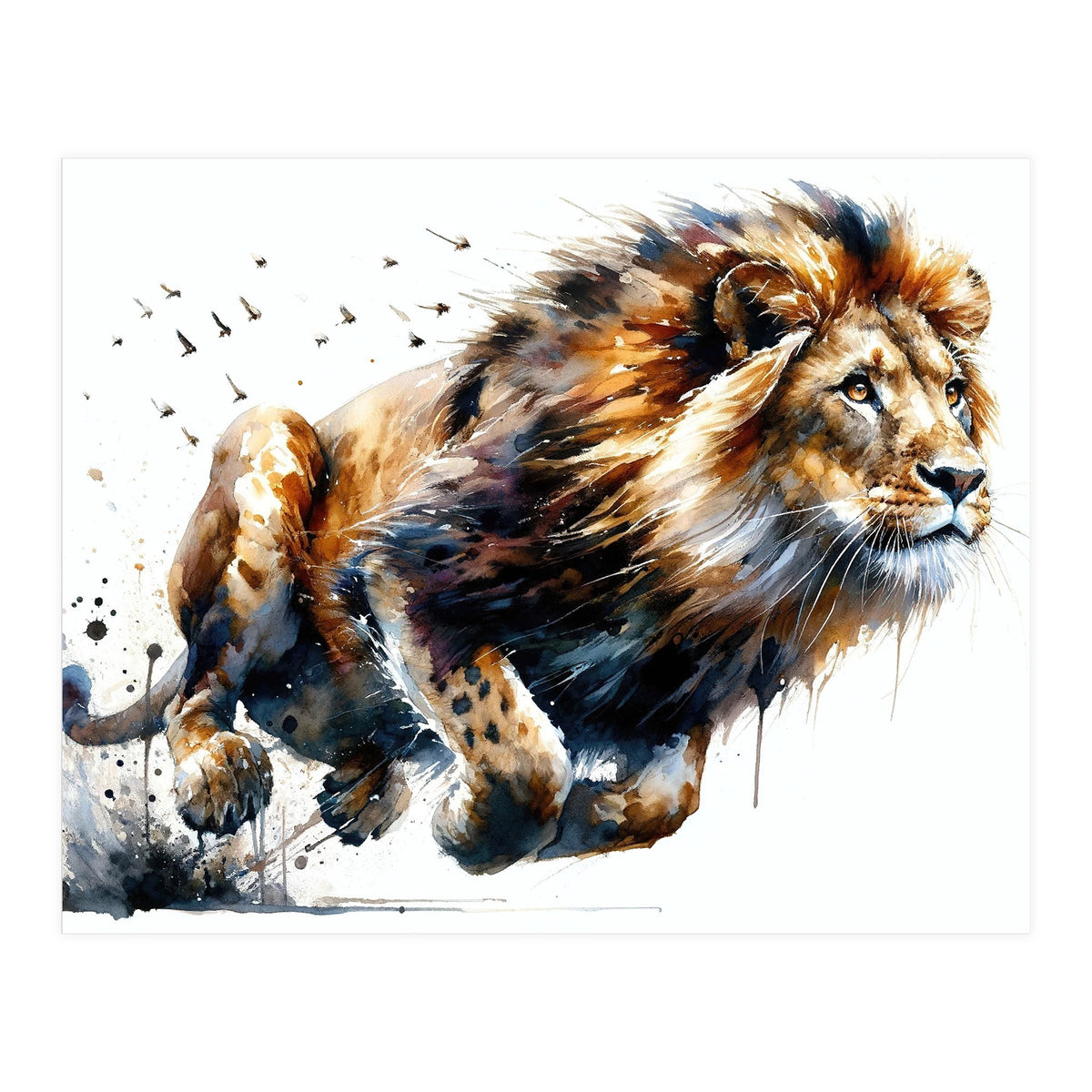 Dynamic Lion In Motion (Print Only)