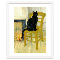 Black Cat on the Yellow Chair, Cozy Van Gogh Vintage Style, Cat at Eternity’s Gate