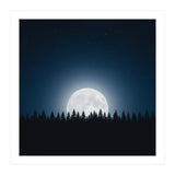 Midnight Serenity: Full Moon Over Forest Silhouettes (Print Only) thumbnail