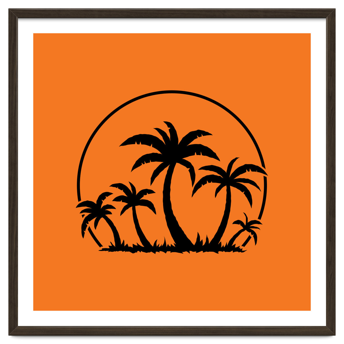 Palm Trees And Sunset in Black