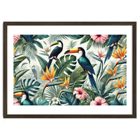 Tropical Toucans in Lush Jungle Foliage