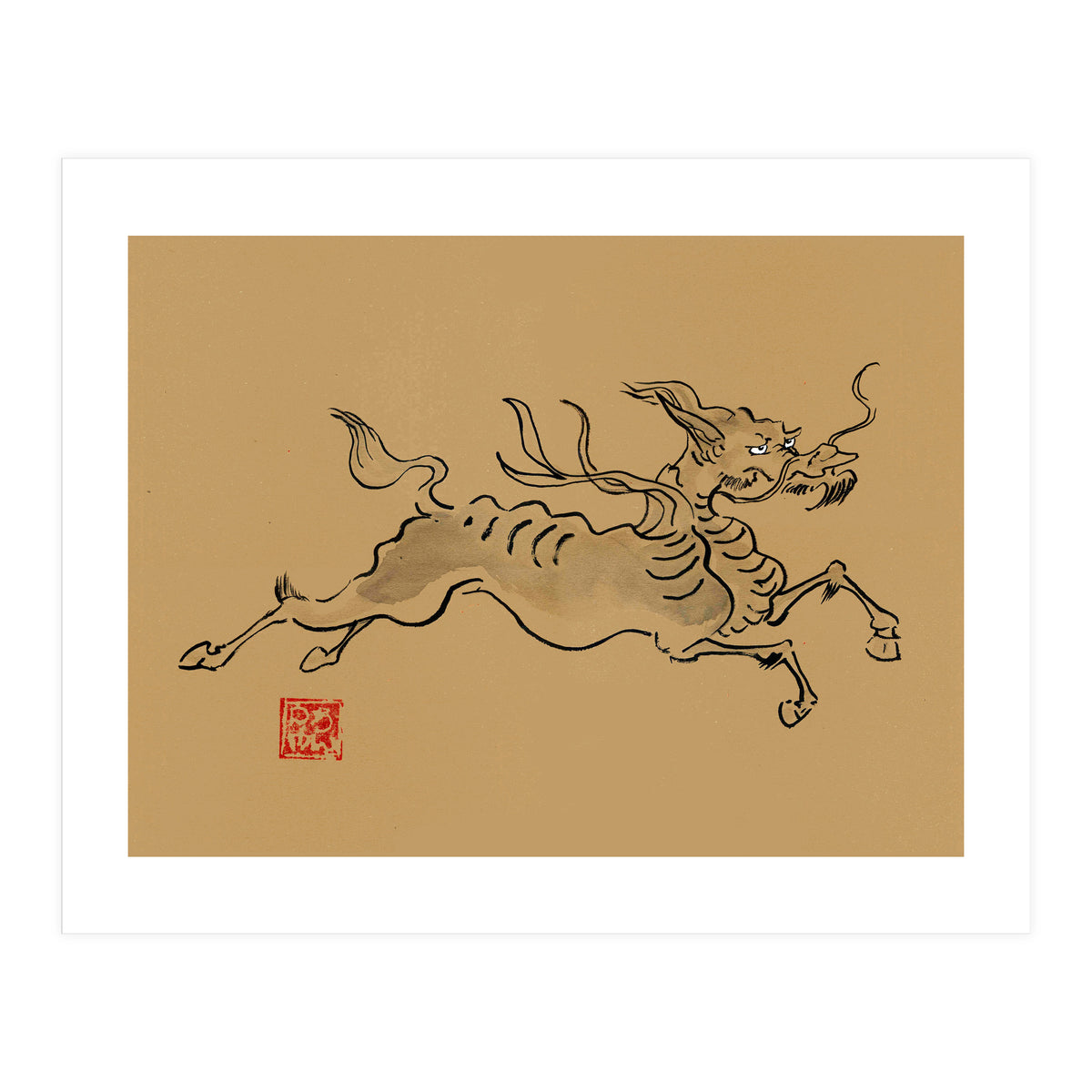 Kirin On Brown Paper (Print Only)