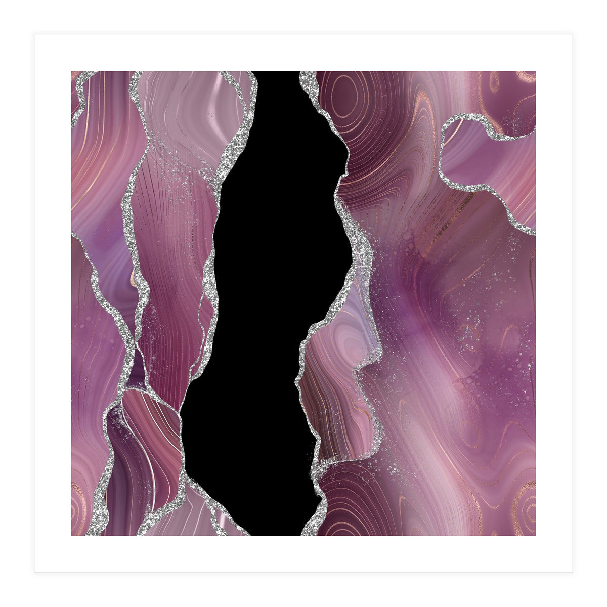 Mauve & Silver Agate Texture 01  (Print Only)