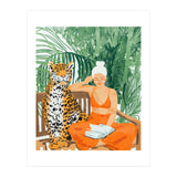 Jungle Vacay | Modern Bohemian Blonde Woman Tropical Travel | Leopard Wildlife Forest Reader (Print Only) thumbnail