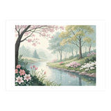 Springtime Blossoms: A Serene Garden Stream (Print Only) thumbnail