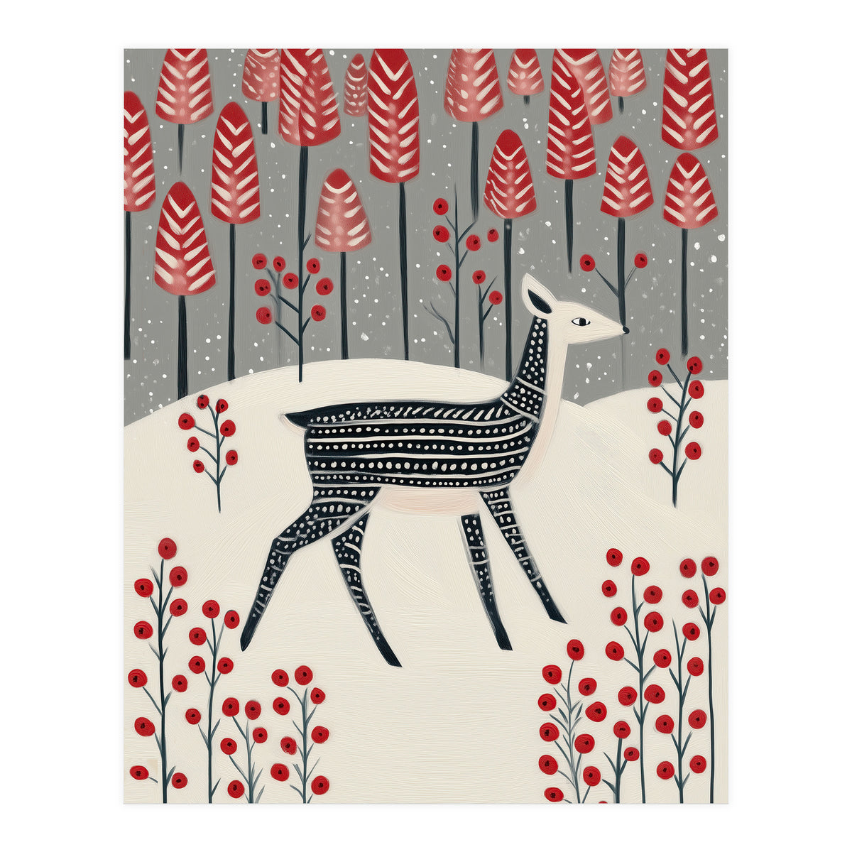 Fawn in a Winter Landscape (Print Only)