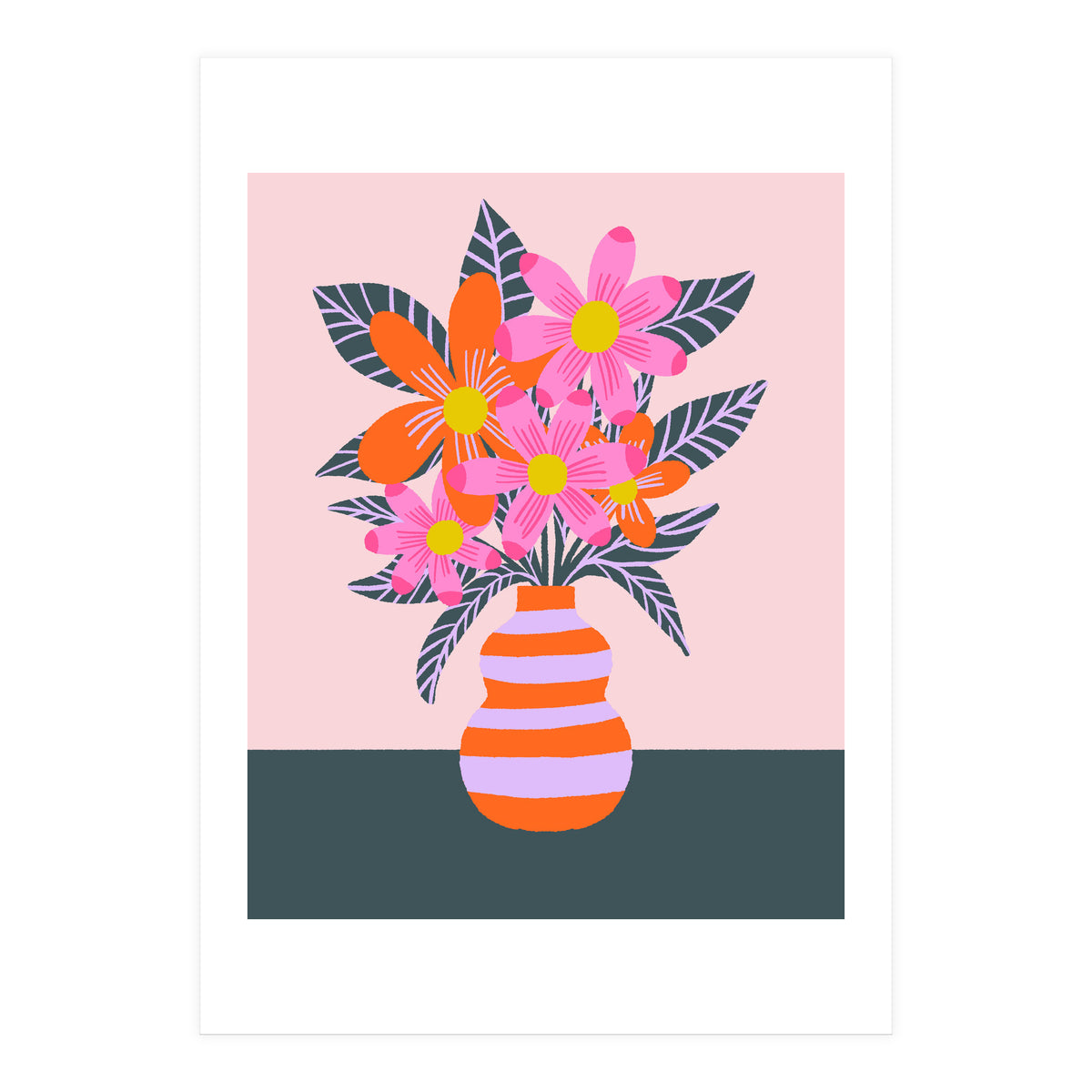 Colorful Flowers In a Vase (Print Only)