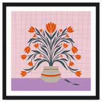 Tulips in a vase - orange and violet