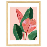 Blush Tropical, Banana Leaves Watercolor Botanical Jungle Painting, Forest Plants Leaves Pink Chic Bohemian thumbnail