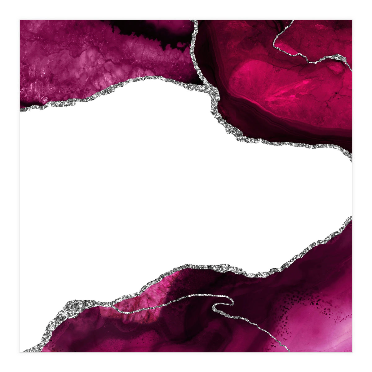 Burgundy & Silver Agate Texture 15 (Print Only)