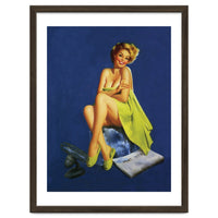 Sexy Pinup Posing With Green Towel