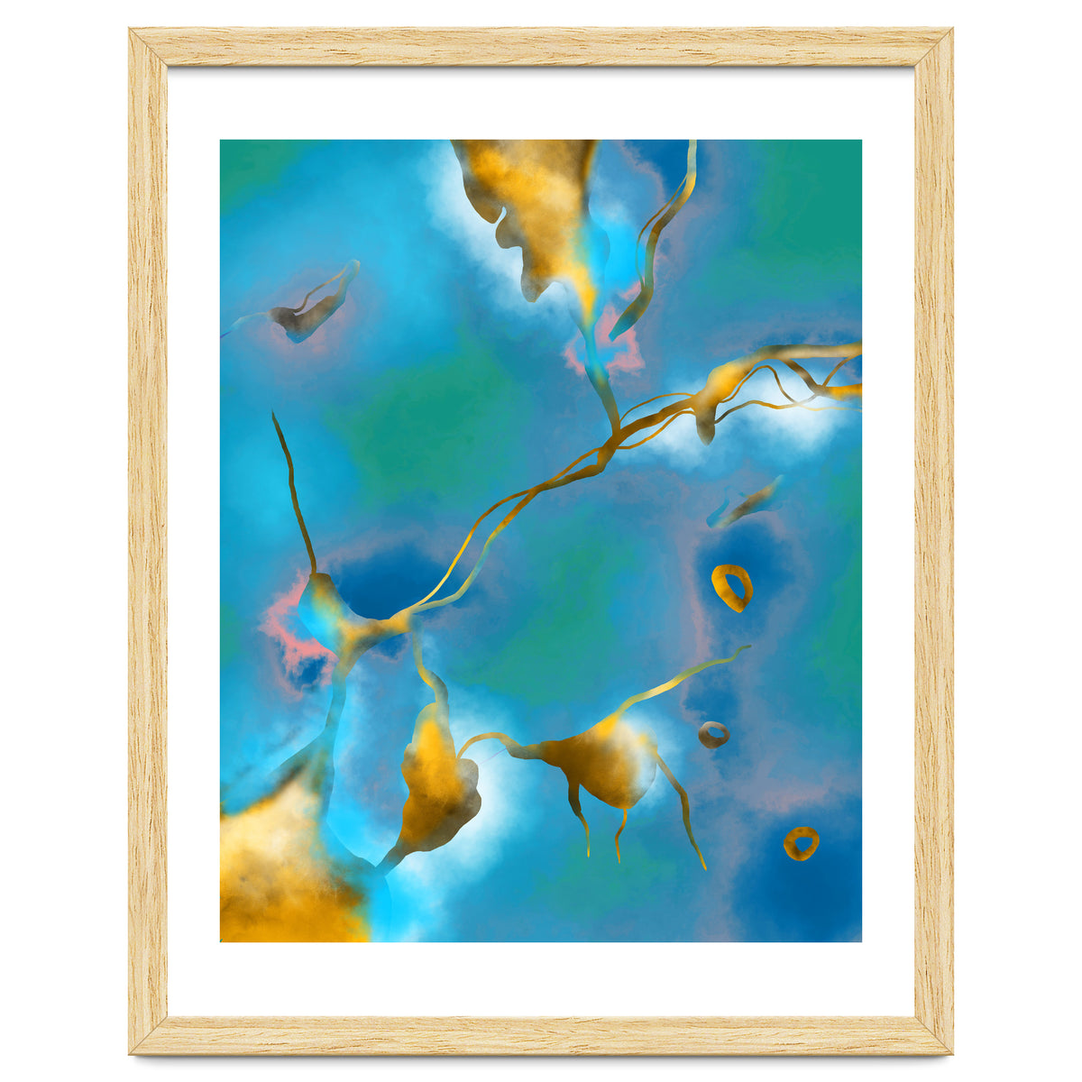 In My Veins, Abstract Marble Gold Texture, Eclectic Painting Resin Bohemian, Contemporary Luxe Chic Luxury