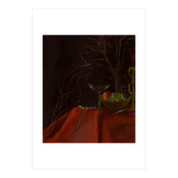 Dark Baroque Still Life Table and Wine oil (Print Only)