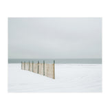 Wood fence in the winter snow beach (Print Only) thumbnail