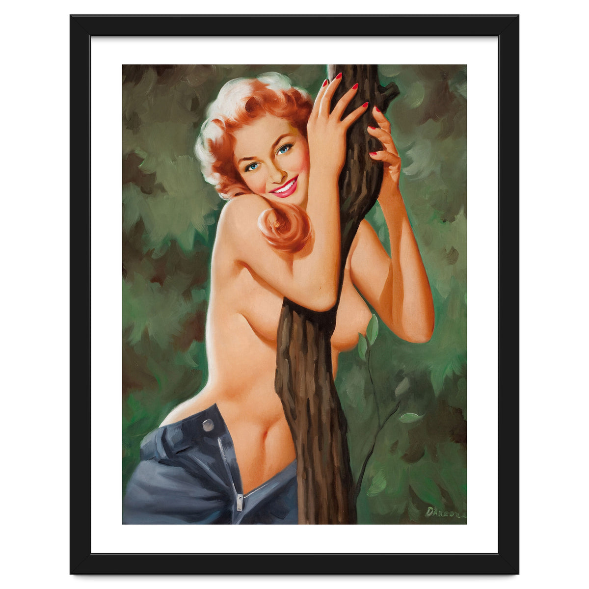 Topless Pinup Behind The Tree