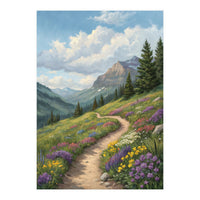 Serene Alpine Path Through Summer Wildflowers (Print Only)
