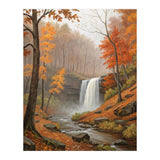 Serene Autumn Waterfall in Misty Forest (Print Only) thumbnail