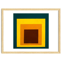 JOSEF ALBERS - HOMAGE TO THE SQUARE DARK GREEN YELLOW ORANGE BROWN