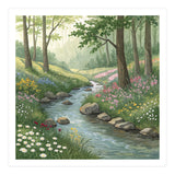 Vibrant Forest Stream Watercolor Painting (Print Only) thumbnail