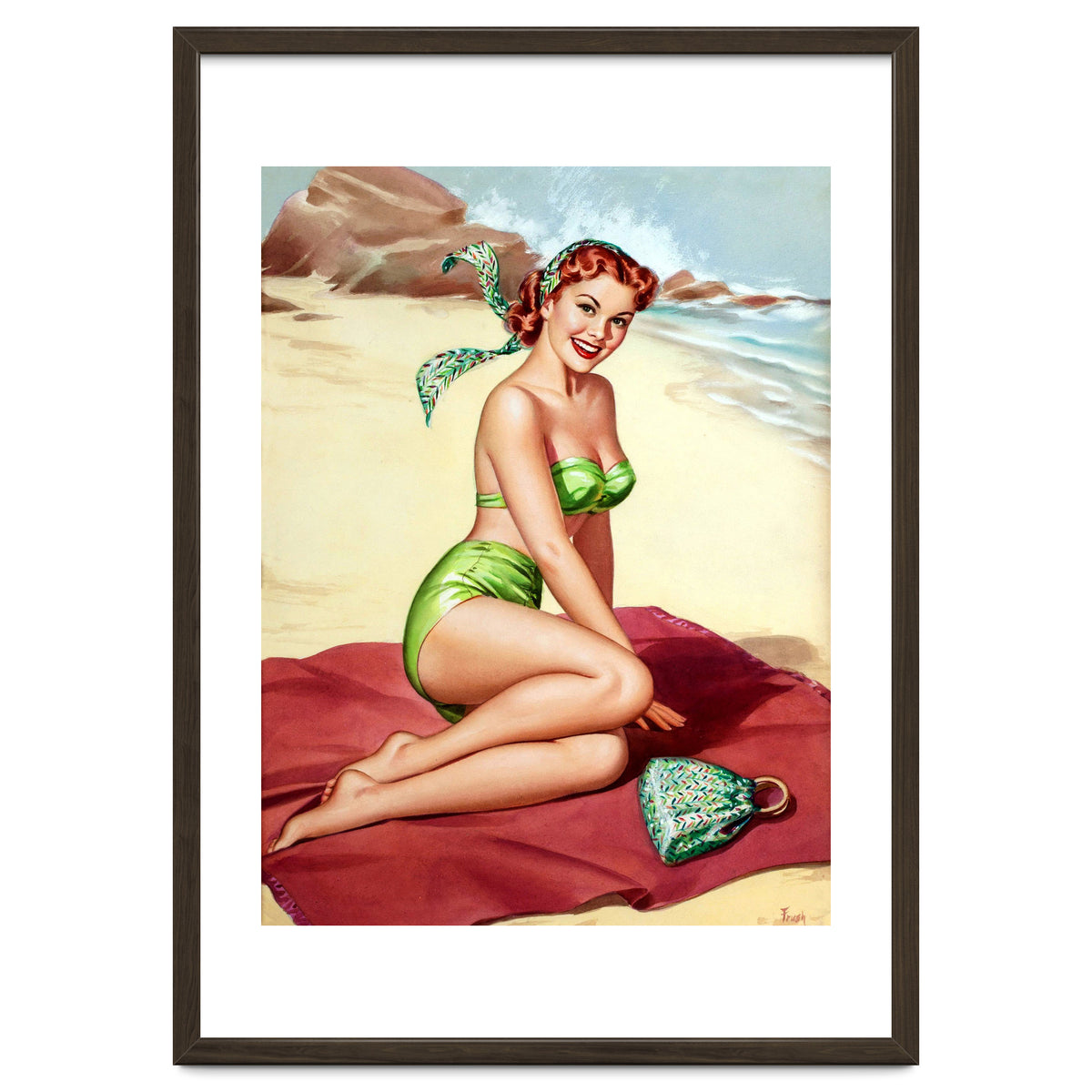 Smiling Pinup Sexy Girl On The Beach