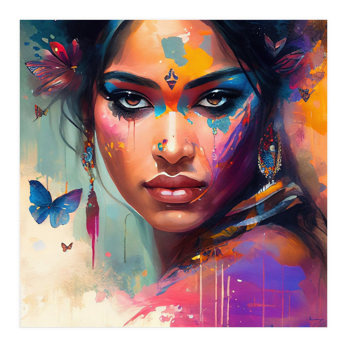 Butterfly Aura Hindu Portrait (Print Only)