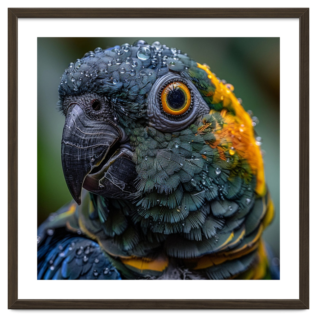 Close Up Of A Wet Macaw Parrot Head