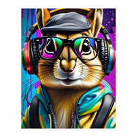 A Chipmunk In Headphones And Glasses (Print Only)