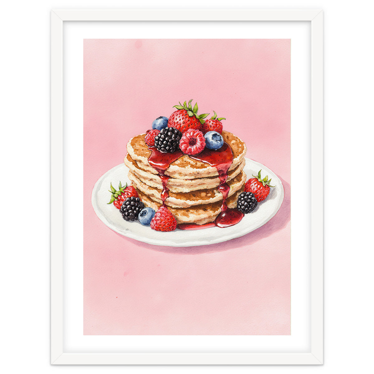 Berry Pancakes – Watercolor Breakfast Food