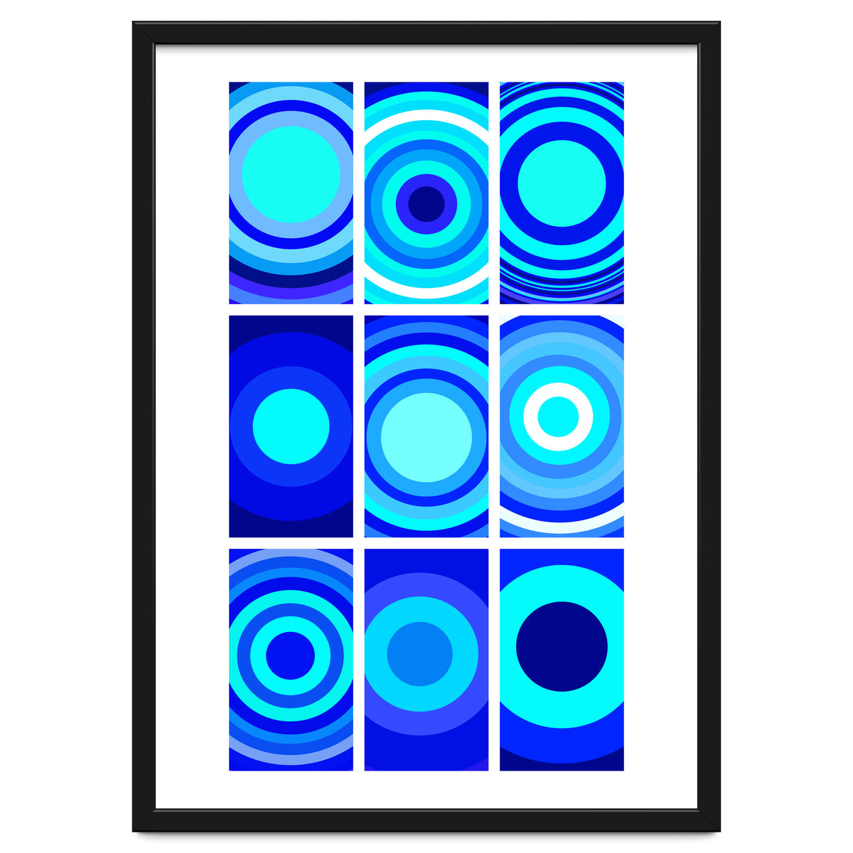 Circles & Rectangles Alt Blue 3 X 3: 2