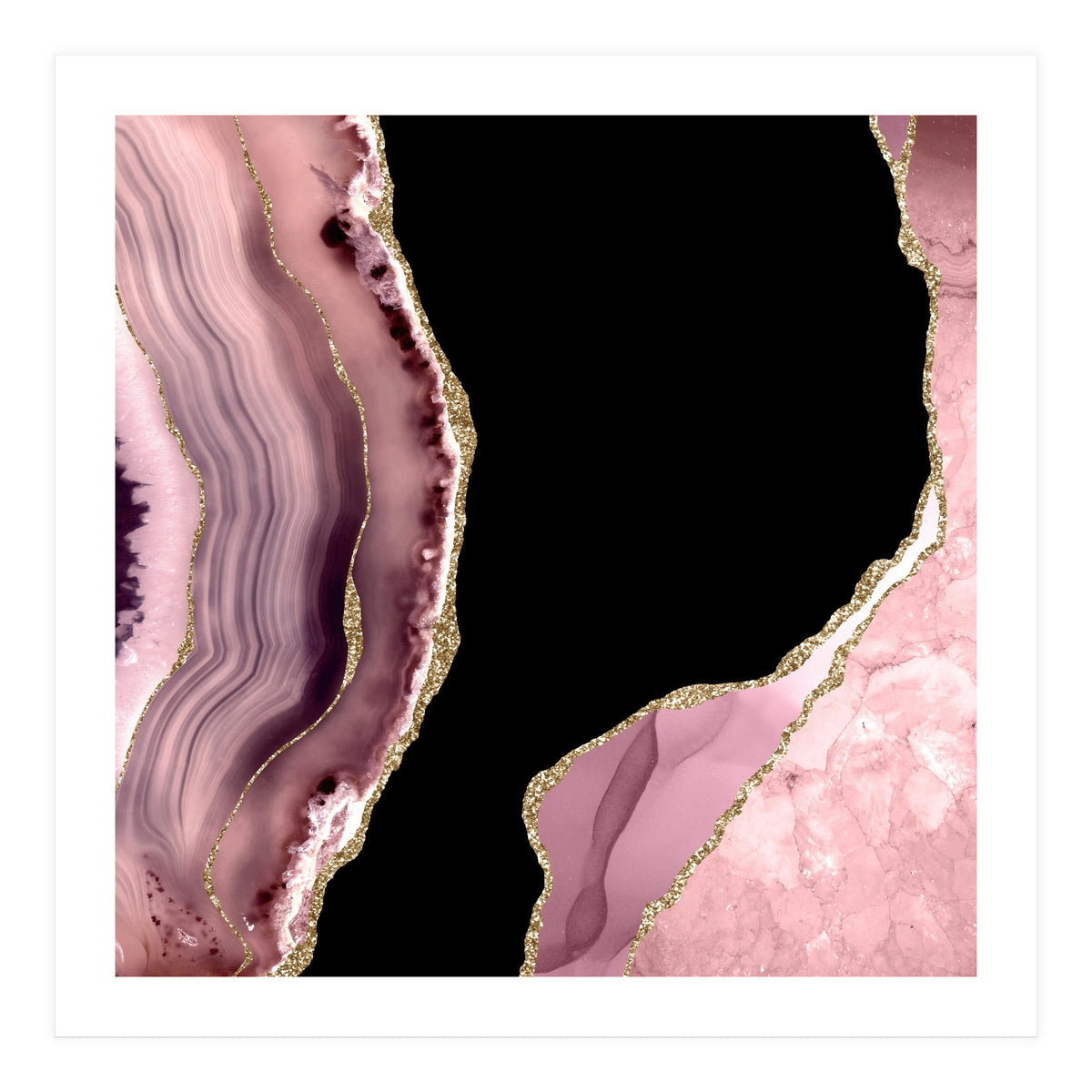 Blush & Gold Agate Texture 01  (Print Only)