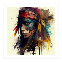 Powerful American Native Warrior Woman #3 (Print Only)