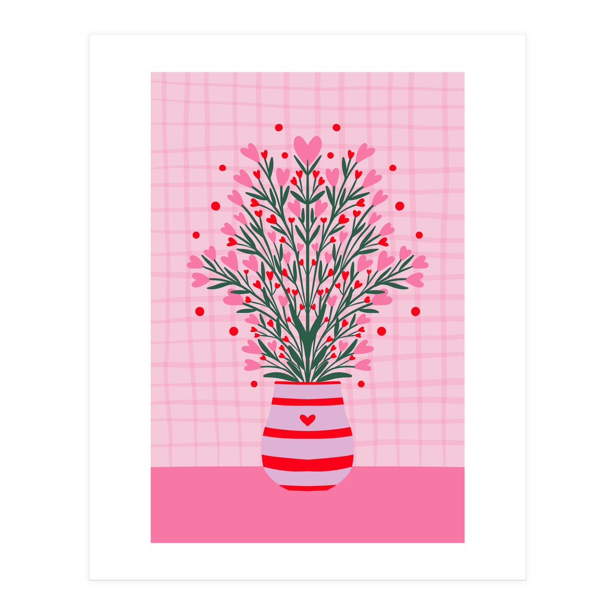 Heart Flowers Vase (Print Only)