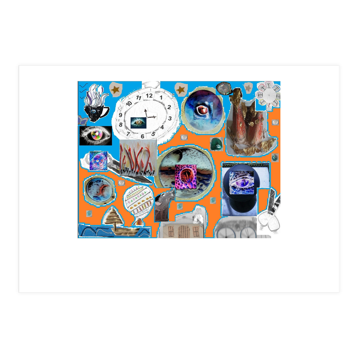 Abstract Collage 3 D Material Design Original (Print Only)