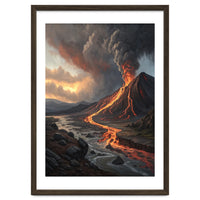 Dramatic Volcanic Eruption Landscape Art