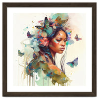 Floral Native Warrior Woman Butterfly Dance