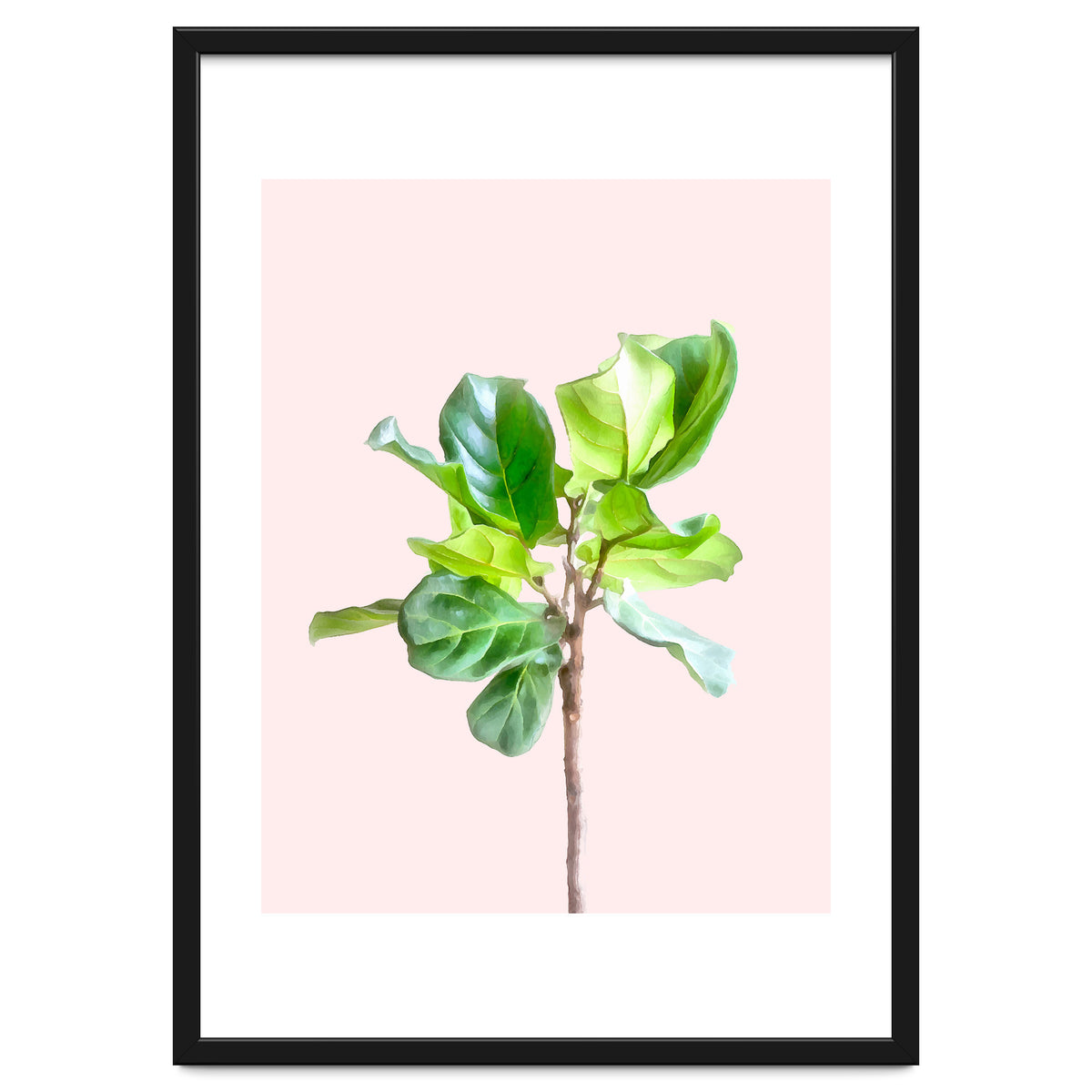Intimate Energy, Blush Pastel Botanical Plant Minimal Painting, Pink Green Nature