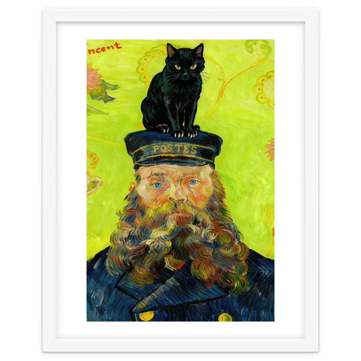 Black Cat on the Postman’s Hat, Van Gogh Inspired Painting