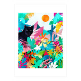 The Black Panther, Tropical Jungle Watercolor Painting, Botanical Forest Colorful Bohemian Illustration, Tiger Leopard Cheetah Animals (Print Only) thumbnail