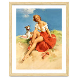 Sexy Pinup Girl On The Beach With Her Dog thumbnail
