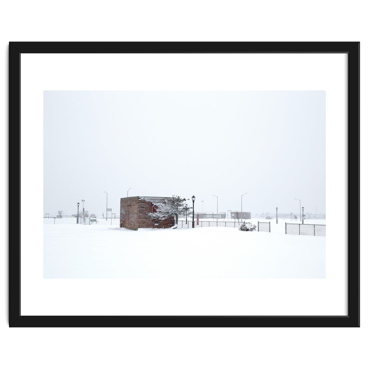 Barn in the winter snowscape