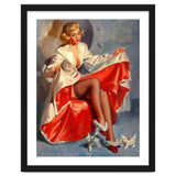 Pinup Girl Playing With Two Little Cats thumbnail