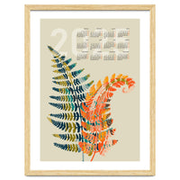 Calendar 2025 colorful fern leaves