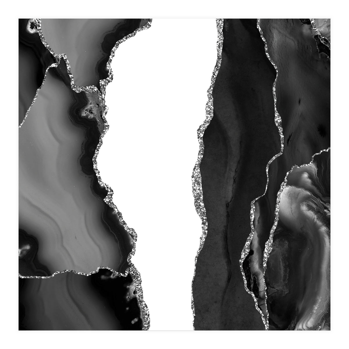 Black & Silver Agate Texture 07 (Print Only)