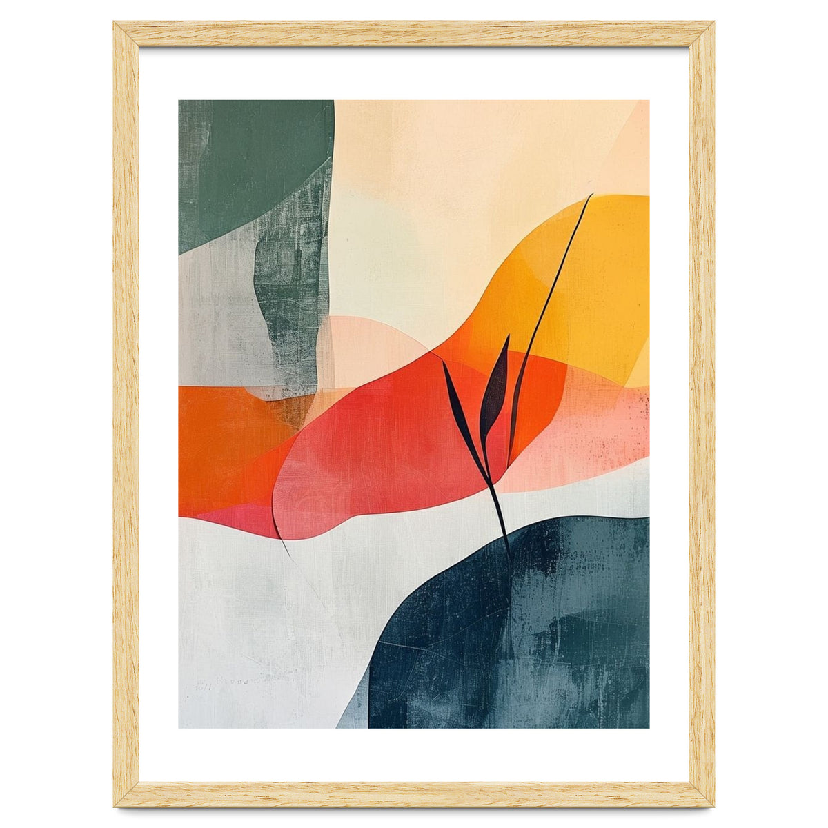 Minimalist Botanical Abstract Art with Organic Overlapping Shapes