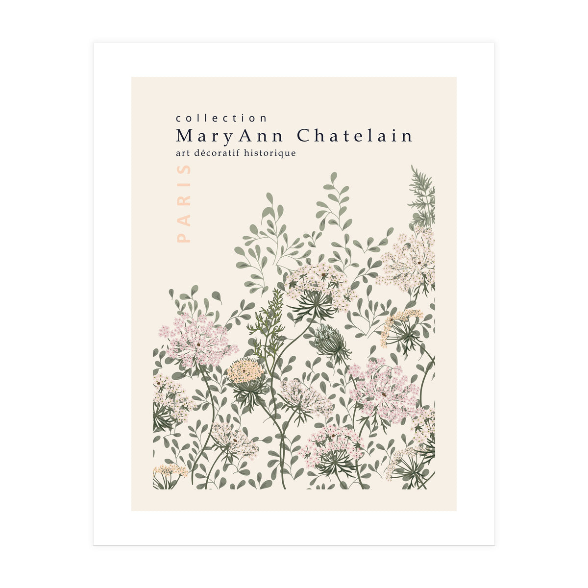 Historic decorative art Paris Queen Anne's lace (Print Only)