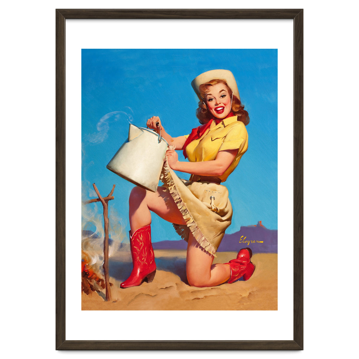 Pinup Sexy Woman Posing With A Hot Teapot