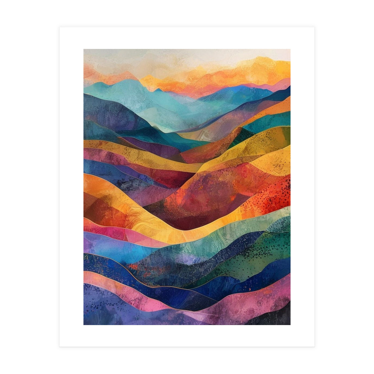 Jewel-Toned Abstract Mountain Landscape Wall Art (Print Only)