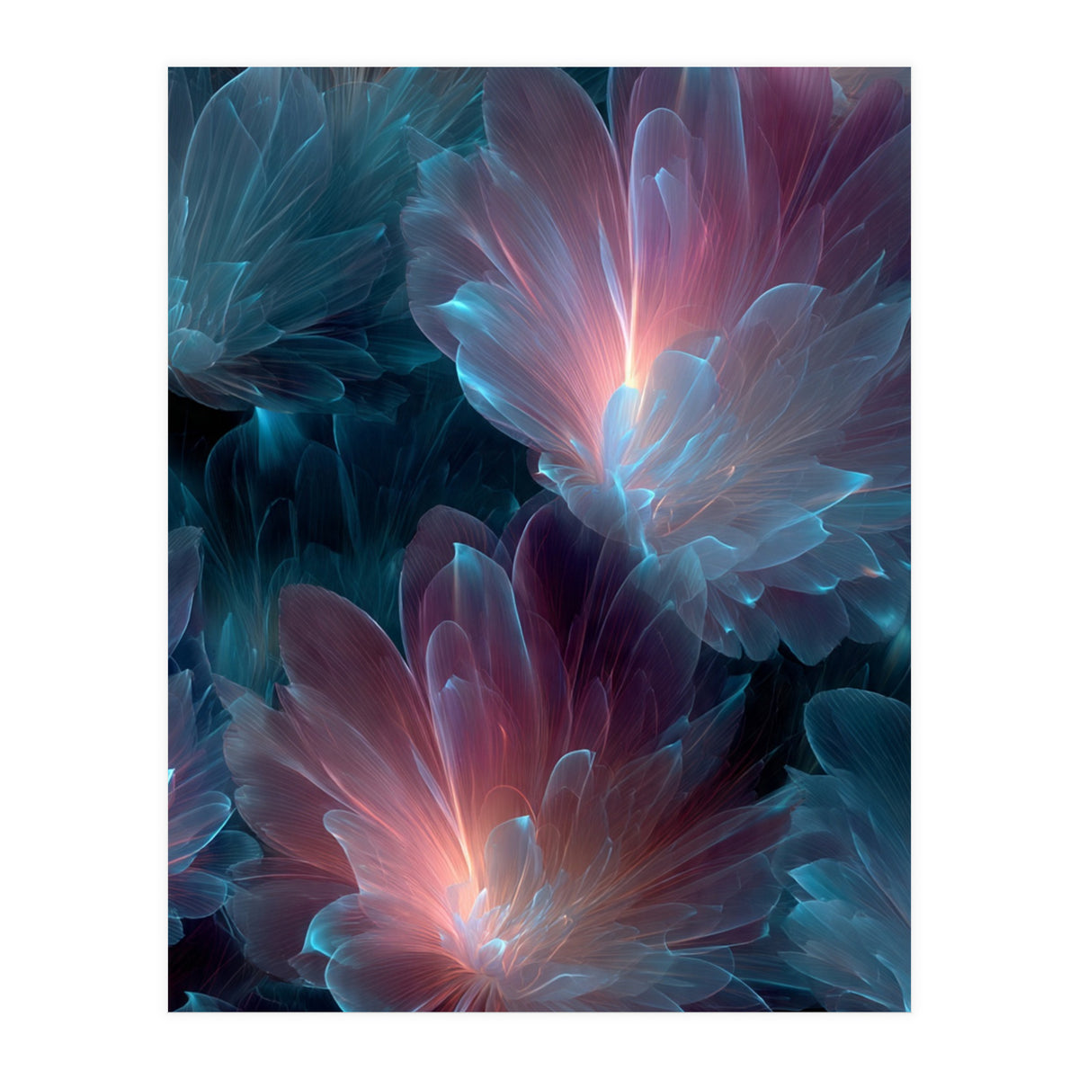 Luminous Bioluminescent Floral Abstract (Print Only)