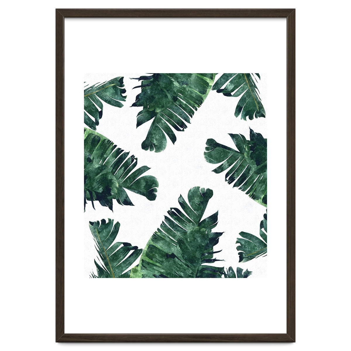 Banana Leaf Watercolor Painting, Tropical Nature Botanical Palm Illustration Bohemian Minimal Luxe